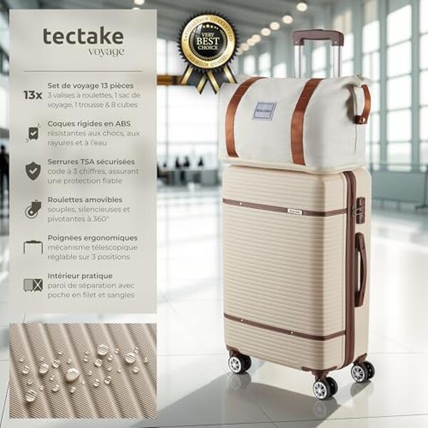 Découvrez notre test complet du set de 13 valises tectake®. Polyvalence, robustesse et qualité : tous les détails pour bien choisir vos valises de voyage. 