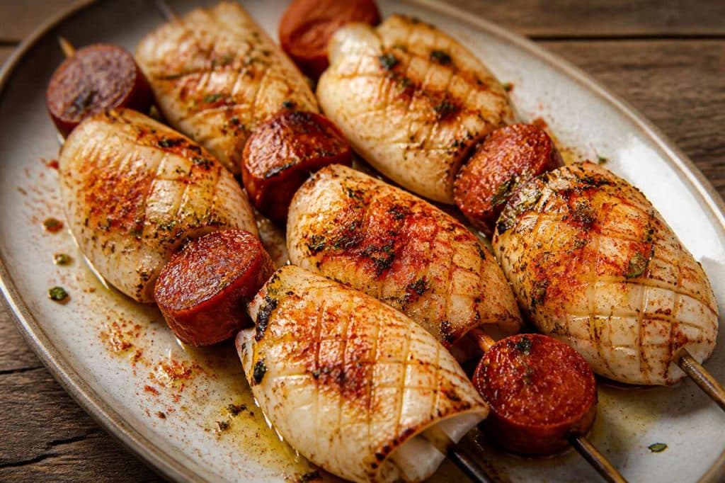 Recette de brochettes de seiche au chorizo
