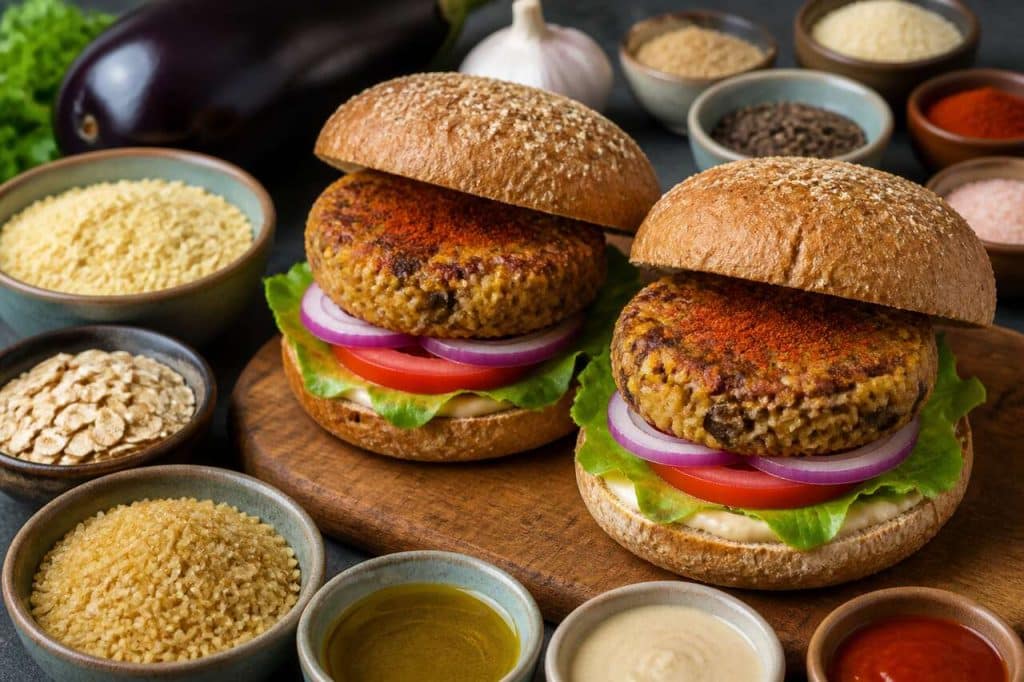 Recette de burgers au boulgour et à l'aubergine