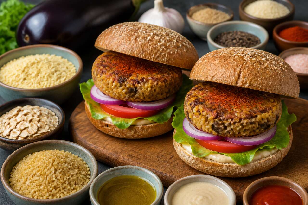 Recette de burgers au boulgour et à l'aubergine