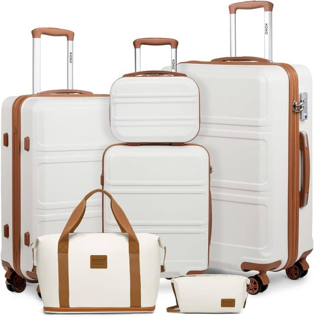 Test : set de 6 valises rigides Kono avec vanity blanc crème
