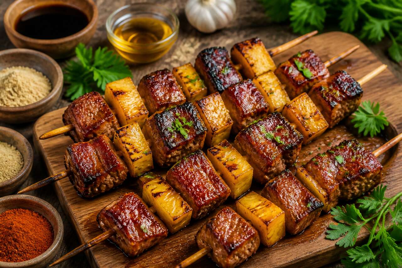 Recette de brochettes de porc à l'ananas : facile et savoureuse