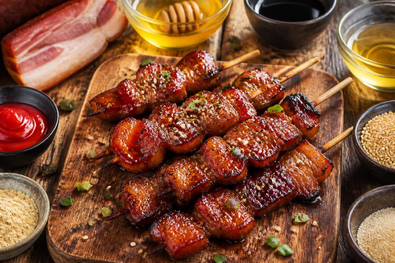 Recette de brochettes de lard à l'aigre-doux