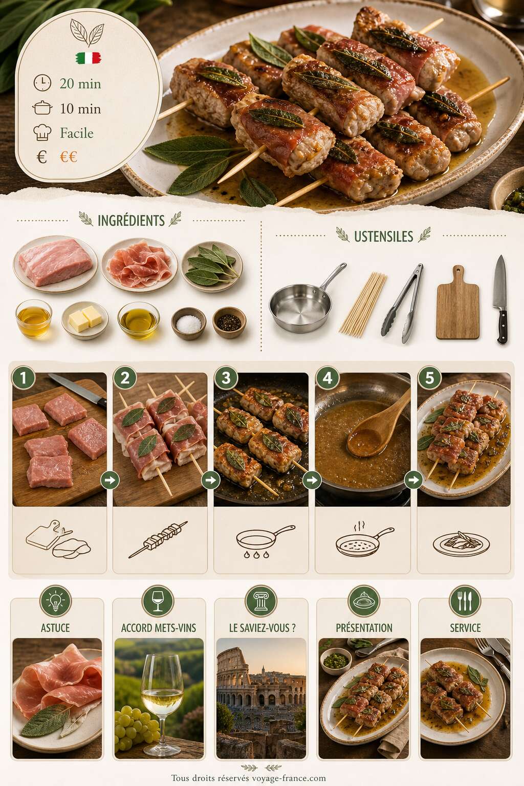 Fiche recette Recette de brochettes de saltimbocca de veau Fiche recette Recette de brochettes de saltimbocca de veau