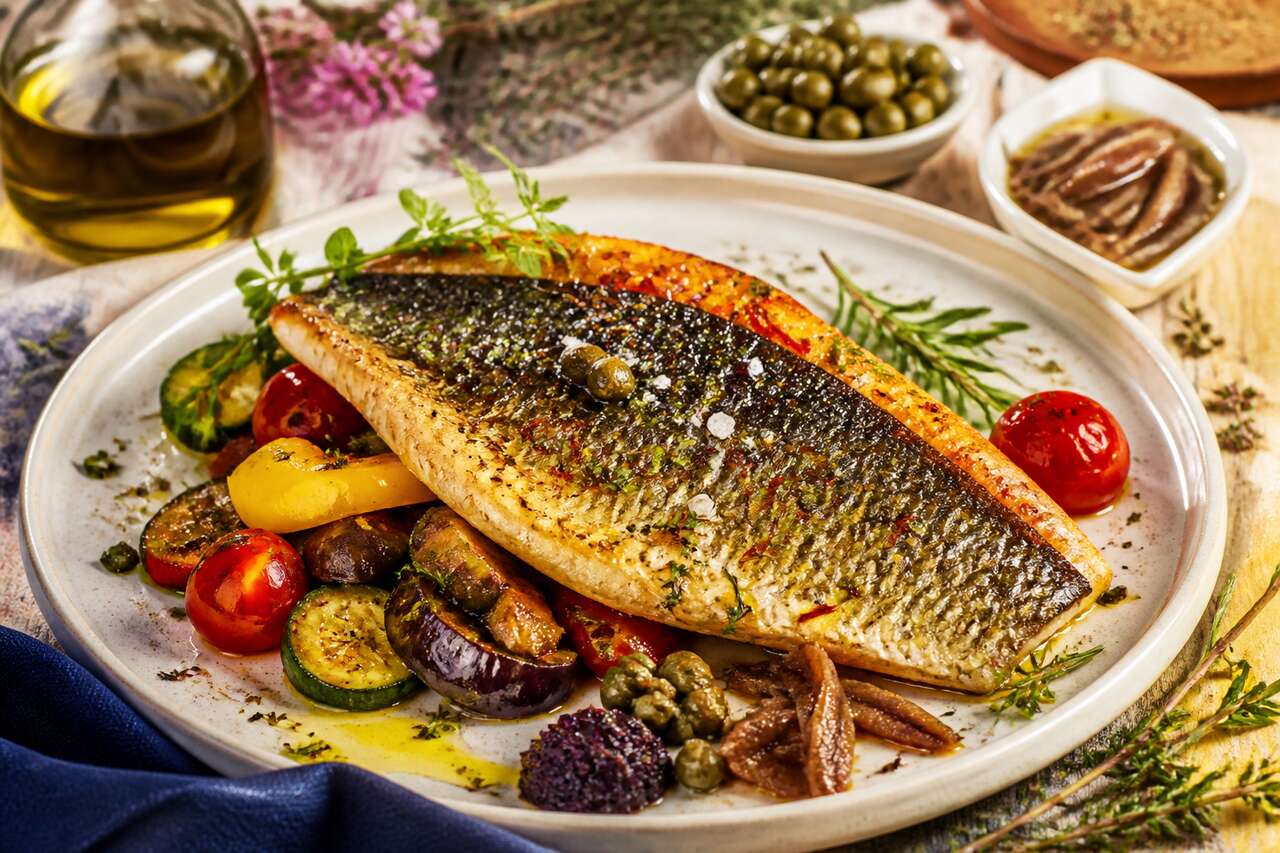 Recette de bar de ligne doré aux petits légumes du Vaucluse