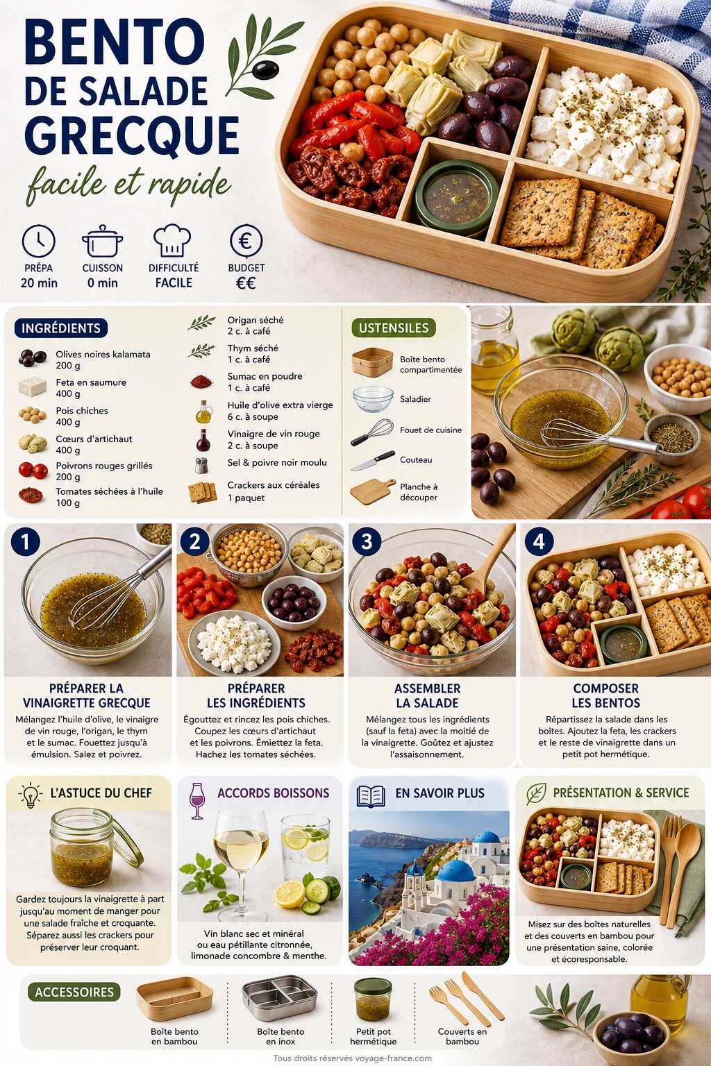 Fiche recette Recette de bento de salade grecque facile et rapide Fiche recette Recette de bento de salade grecque facile et rapide