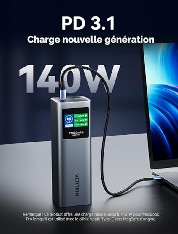 Découvrez notre test détaillé de la batterie VENTION 27000mAh : autonomie, rapidité de charge et polyvalence pour tous vos appareils.
