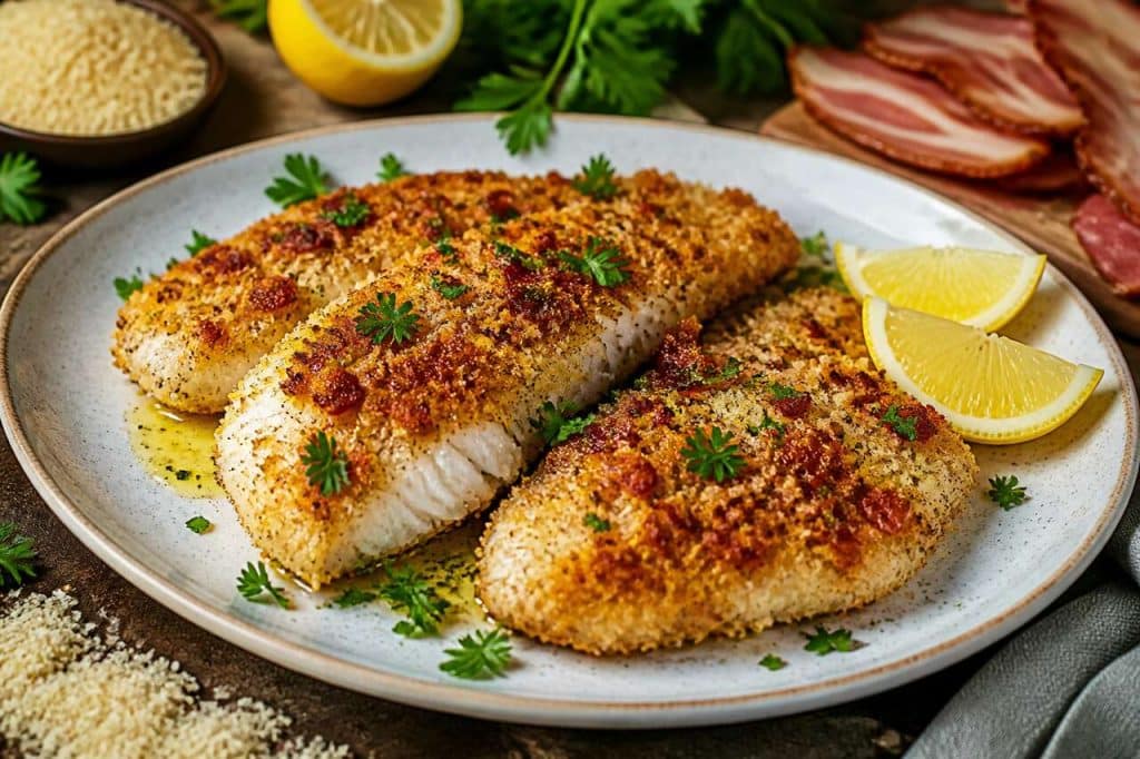 Recette de bar de ligne pané au bacon