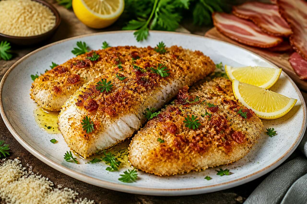 Recette de bar de ligne pané au bacon