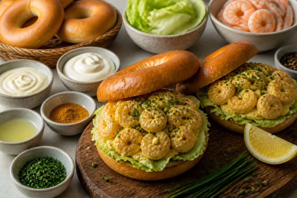 Recette de bagel aux crevettes et curry