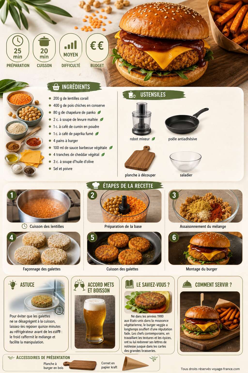 Fiche recette Recette de burger veggie : un plat gourmand et sans viande Fiche recette Recette de burger veggie : un plat gourmand et sans viande