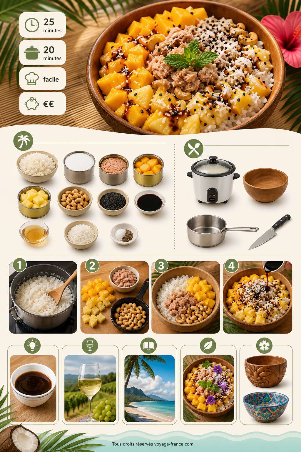 Fiche recette Recette du bowl des îles : un plat exotique et gourmand Fiche recette Recette du bowl des îles : un plat exotique et gourmand
