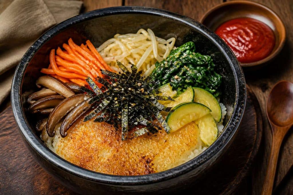 Recette de bibimbap : riz aux légumes marinés facile et savoureux