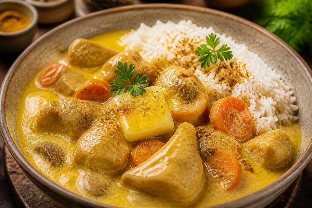 Recette de blanquette de poule à la pointe de colombo