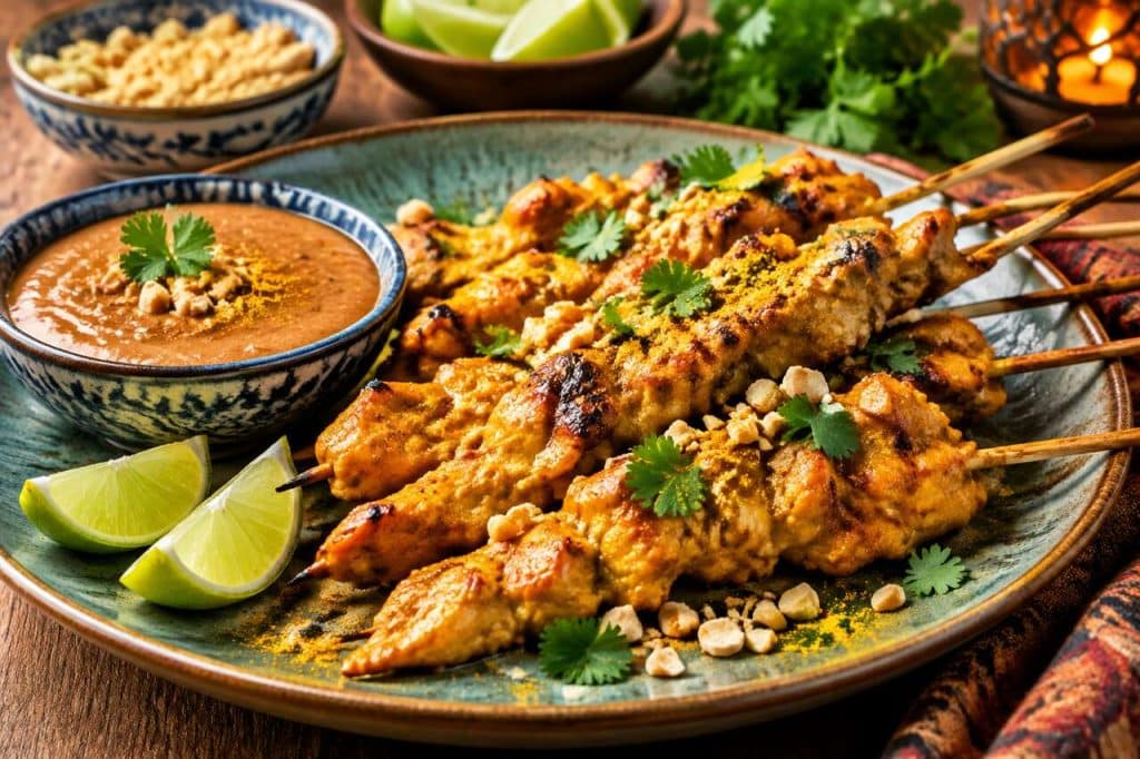 Recette de brochettes de poulet au satay